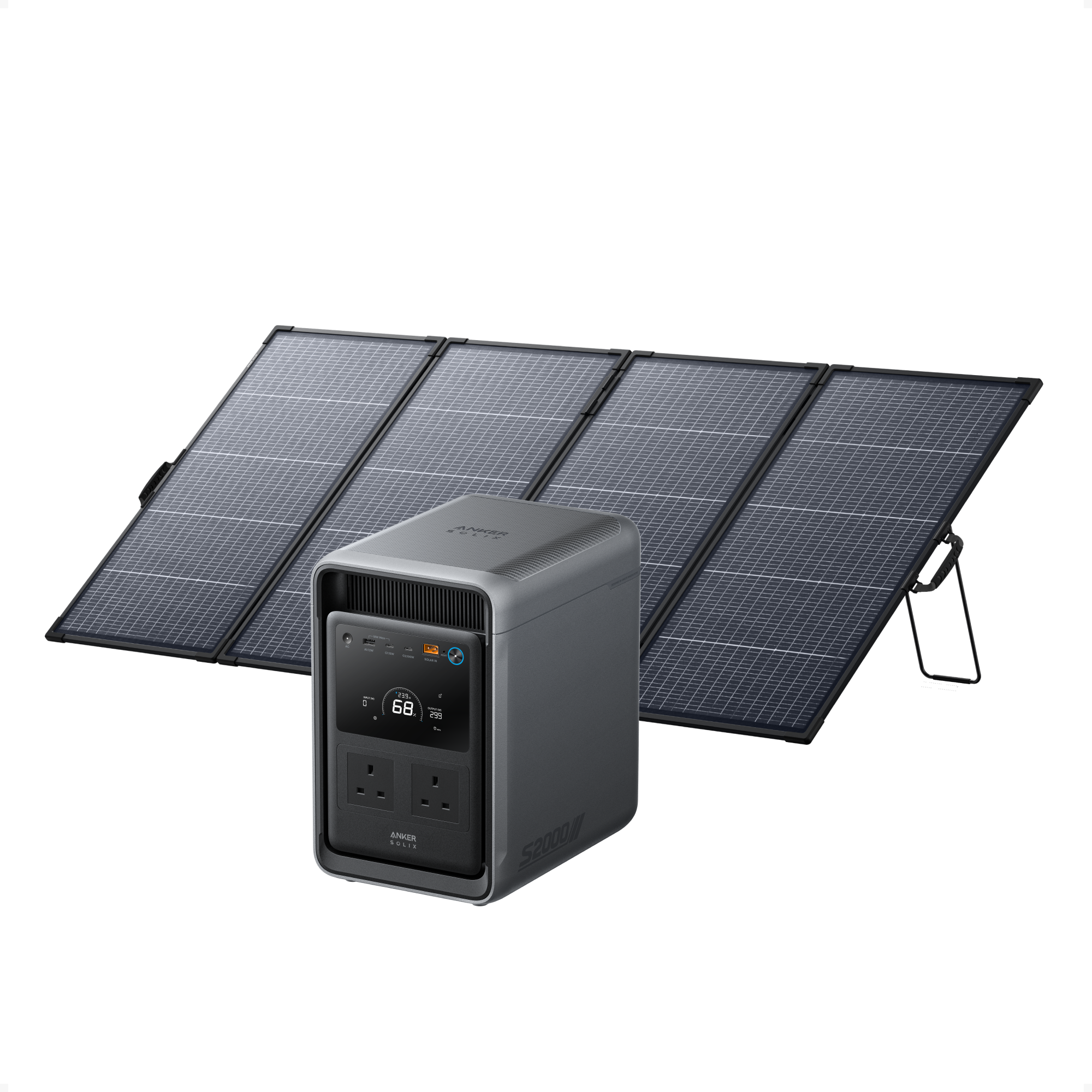 Anker SOLIX S2000 + 400W 電源與太陽能板套裝實物圖